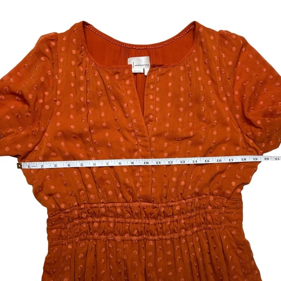 By Anthropologie Terra Cotta Orange Somerset Mini Dress SZ L ASO Cassandra Lee - Picture 11 of 13